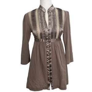 Brown Blouse with Metallic Accents